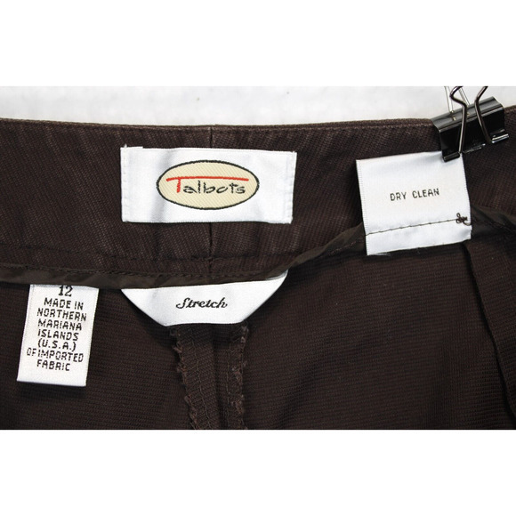 Talbots Stretch Wide Leg Pants Women 12 Brown Office‎ Wear Flat Front Pockets - Picture 10 of 11